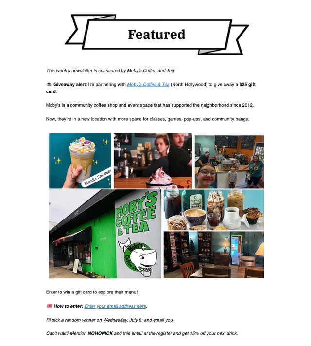 A real Featured Partner placement in the Thursday newsletter